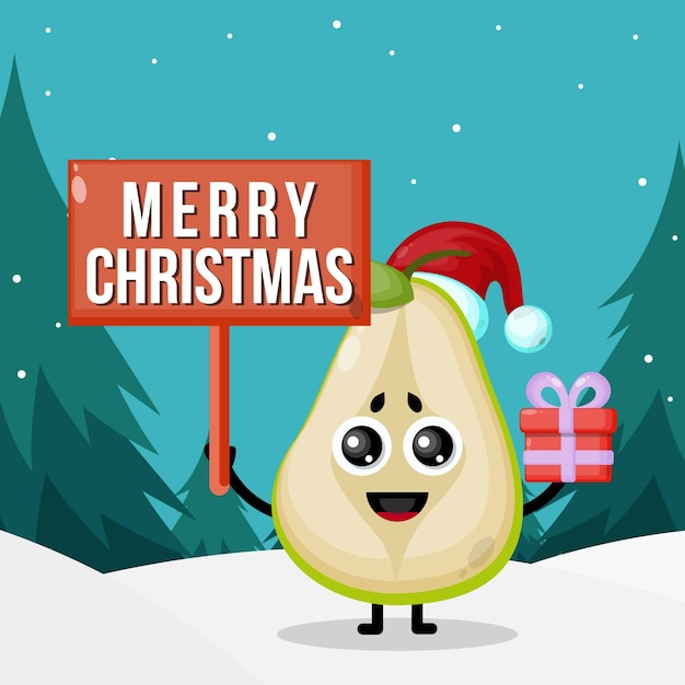 Pear merry christmas character cute logo