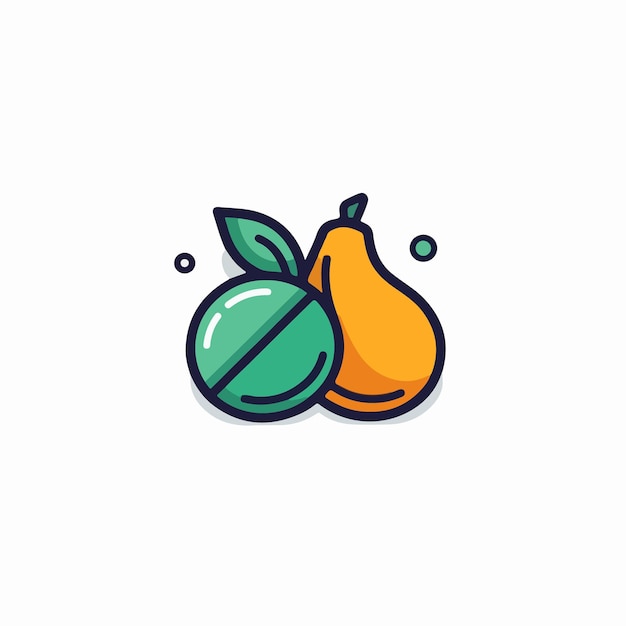 Pear and pear icon illustration on a white background