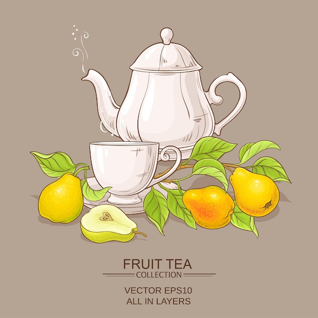 Pear tea vector illustration