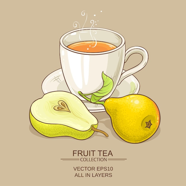 Pear tea vector illustration