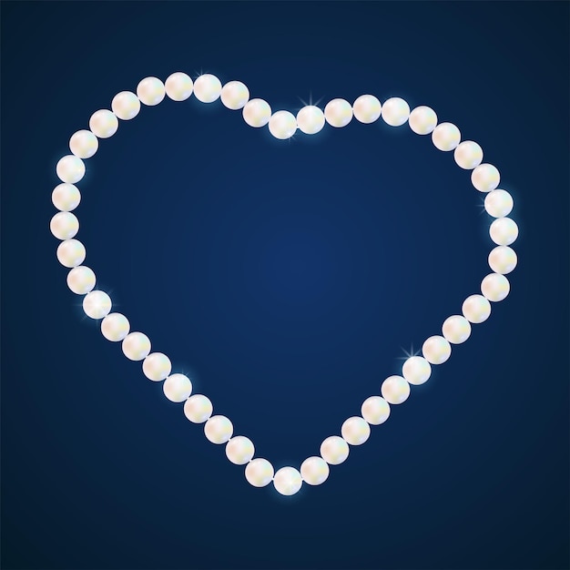 Pearl beads in the shape of heart background