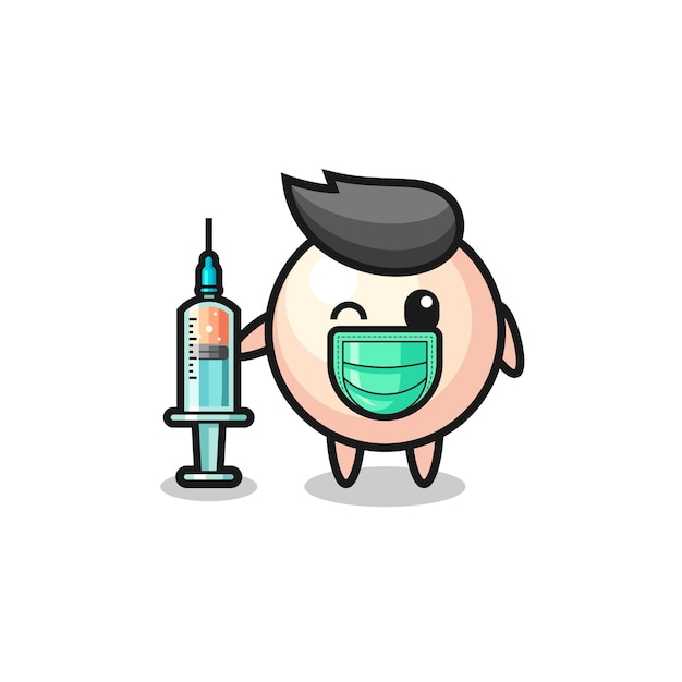 Pearl mascot as vaccinator cute design