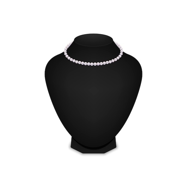 Pearl necklace on black mannequin