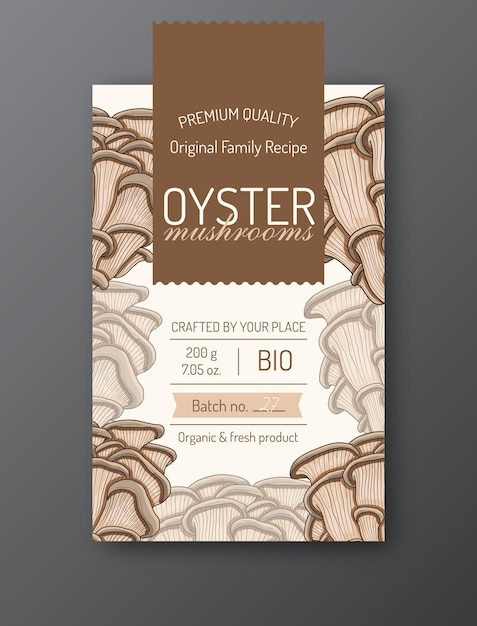 Pearl Oyster mushroom label template Modern vector packaging design layout Isolated