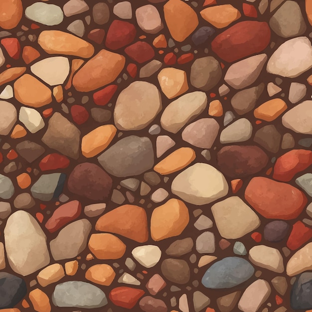 Pebble Stones or Cobblestones Detailed Hand Drawn Painting Illustration