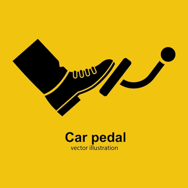 Pedal car black icon silhouette Vector illustration flat design Isolated on white background