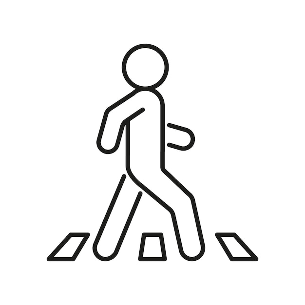 Pedestrian at crosswalk person on road line icon Safely cross road symbol Vector