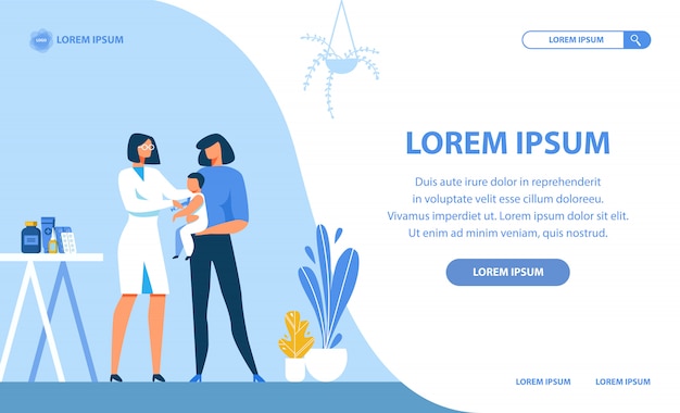 Pediatric Department Cartoon Design Landing Page