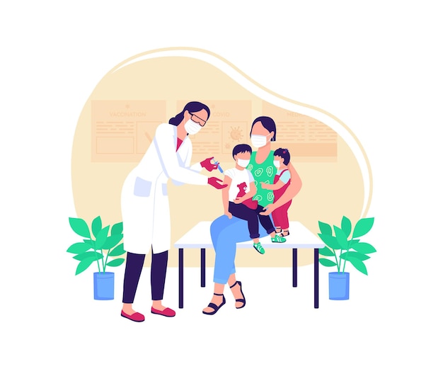 Pediatric vaccine flat concept illustration