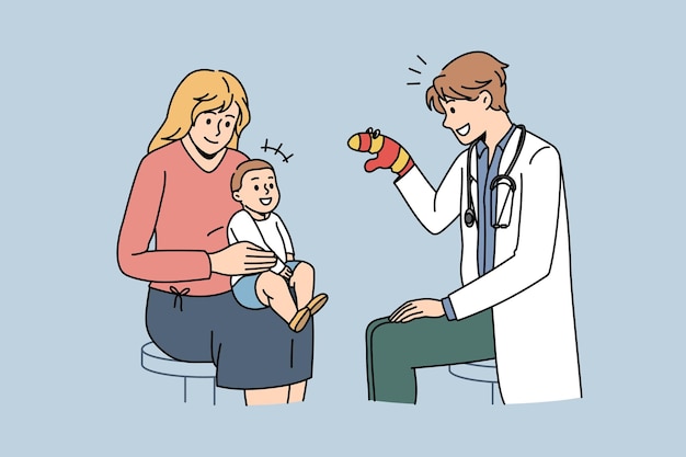 Pediatrician working with babies concept