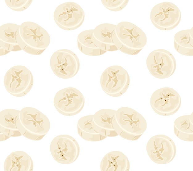 Peeled natural banana slices Seamless pattern in vector Suitable for prints and backgrounds