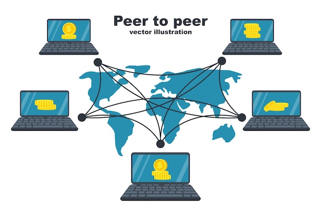 Peer to peer concept Blockchain technology Network business Global cryptocurrency blockchain