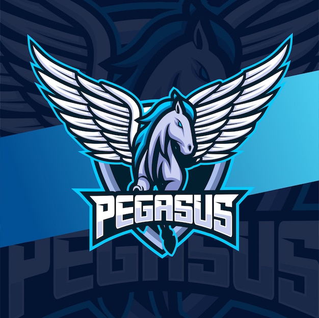 pegasus horse mascot esport logo design