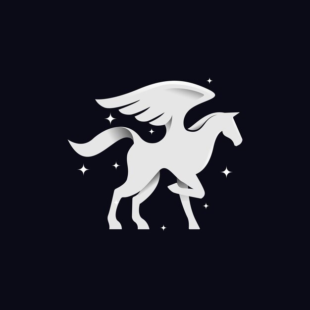 Pegasus logo in black and white style