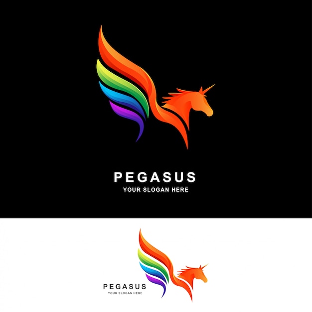 Pegasus logo design template with gradient color