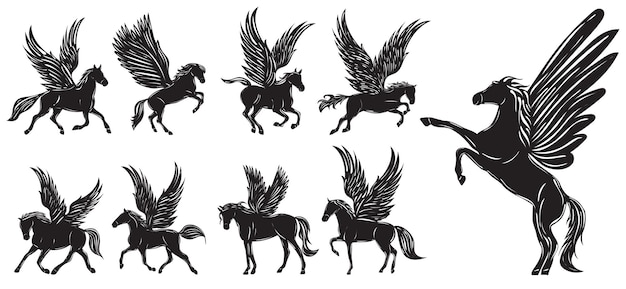 Pegasus silhouette on white background isolated vector