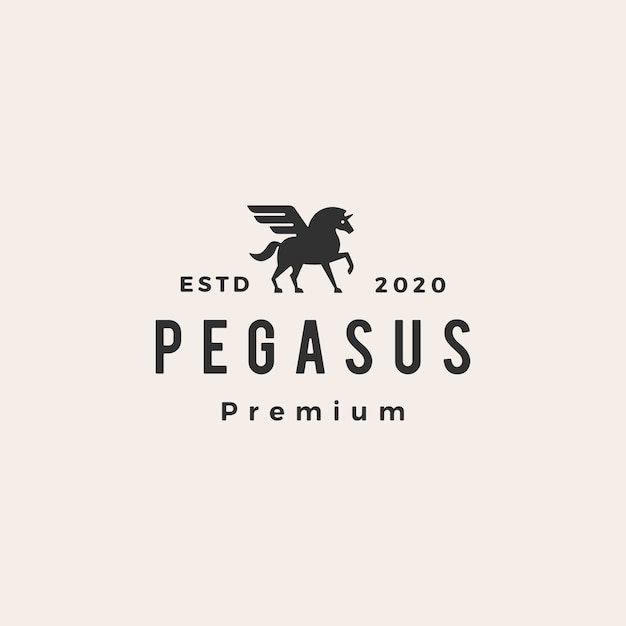 Pegasus unicorn wing hipster vintage logo icon illustration