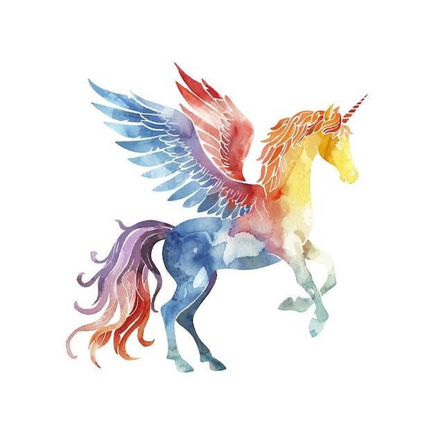 pegasus vector illustration in watercolor style