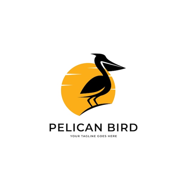 Pelican bird logo design, line art pelican bird vector logo.