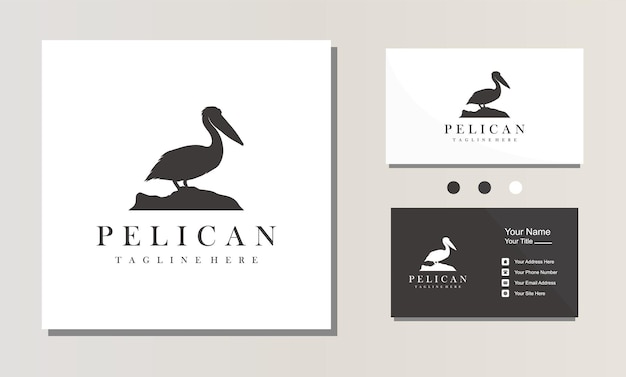 Pelican bird silhouette logo design vector illustration