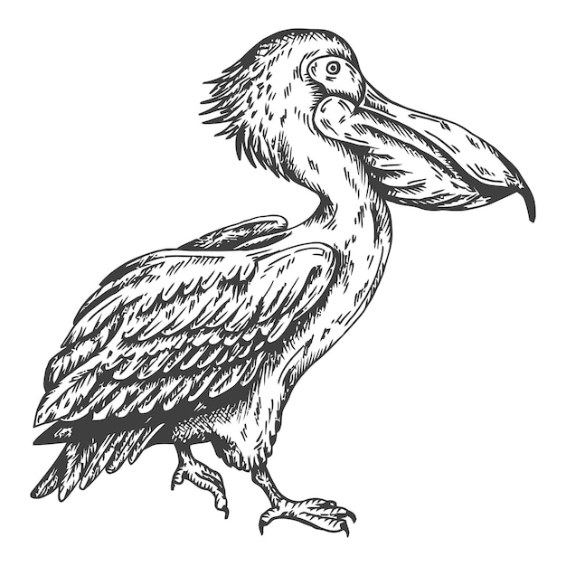 Vector pelican bird sketch