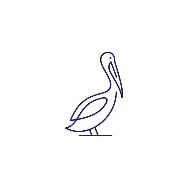 Pelican gulf bird coast beach logo vector icon illustration