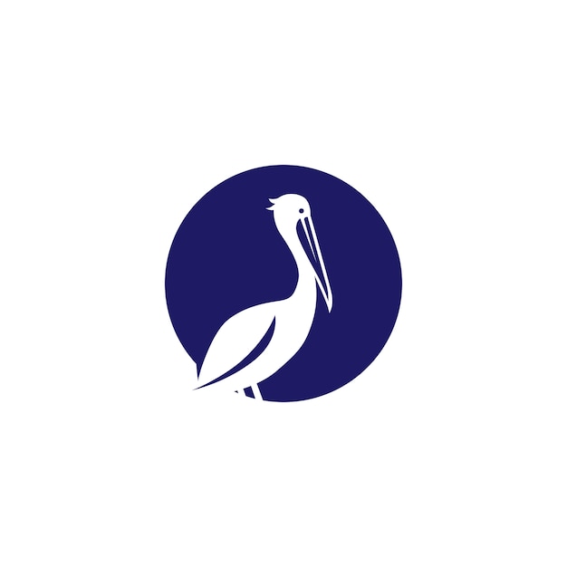 Pelican gulf bird coast beach logo vector icon illustration