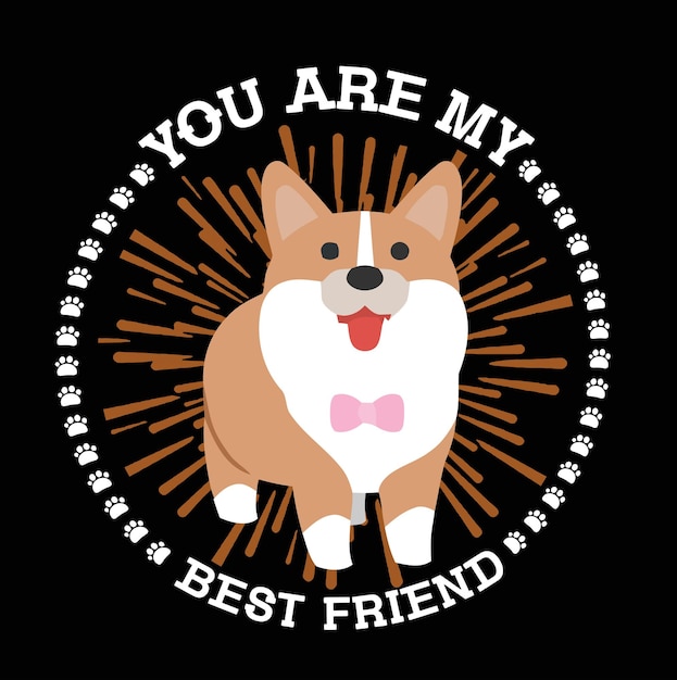 Pembroke welsh corgi silhouette vintage and retro unique t-shirt design