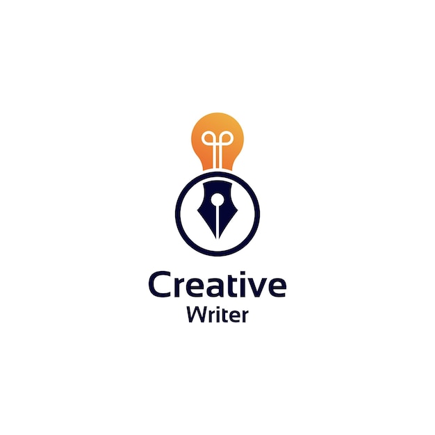 Pen and bulb creative writer logo design