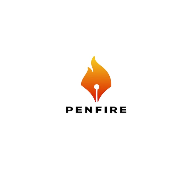 pen and fire logo vector icon illustration design Premium Vector