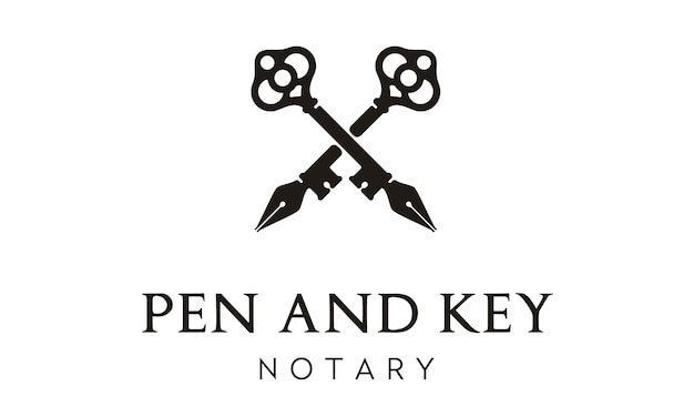 Pen and Key cross logo design