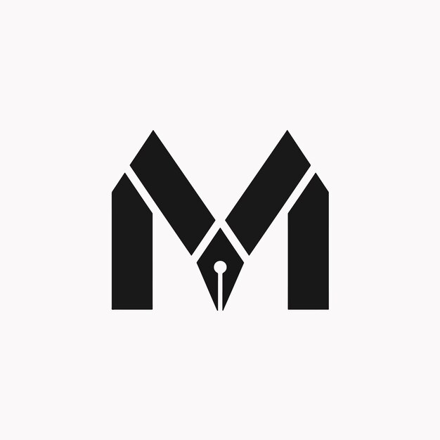 Vector pen and letter m logo vector flat