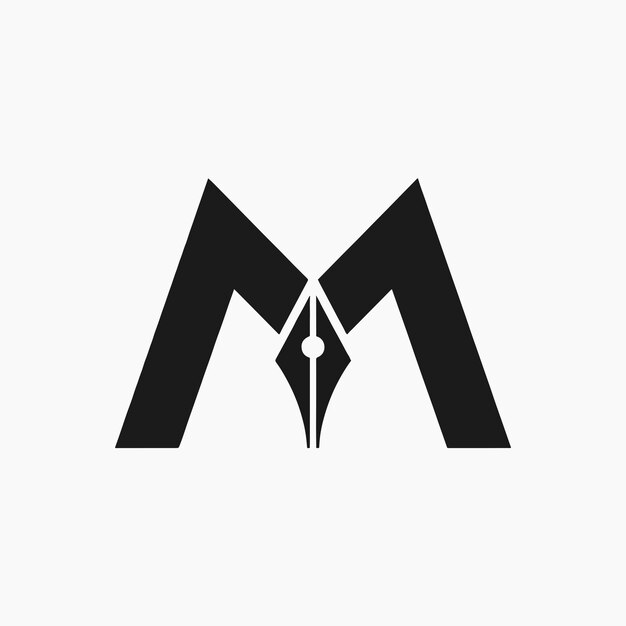 Vector pen and letter m logo vector flat