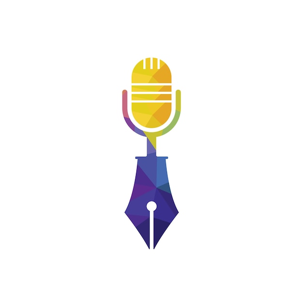 Pen microphone conference podcast radio logo design