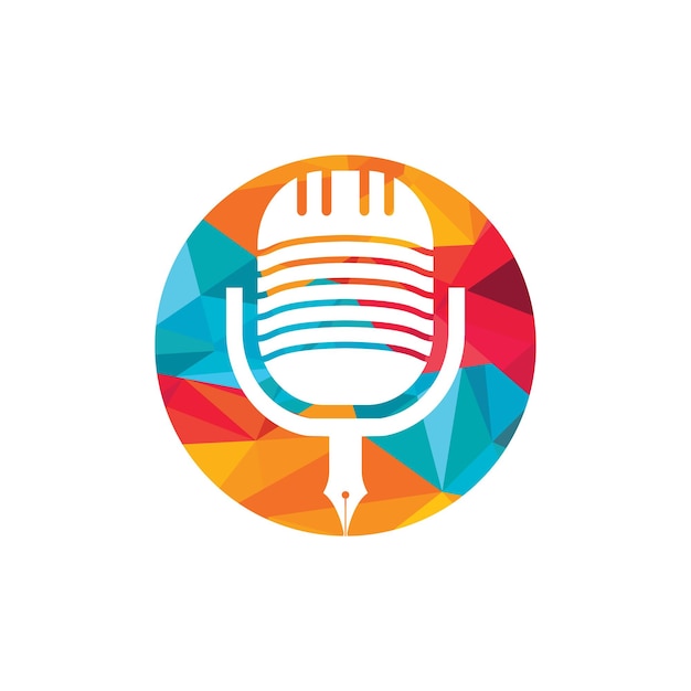 Pen microphone conference podcast radio logo design