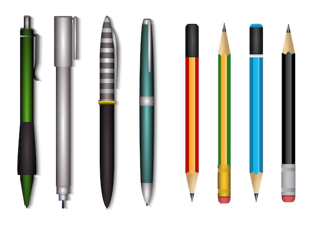 pen and pencils for school and office supplies isolated