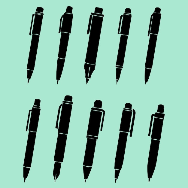 Pen simple icon set Pen symbol collection Vector illustration pen pencil marker paintbrush