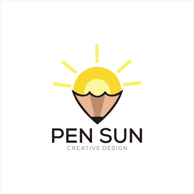 pen sun design logo vector colorful