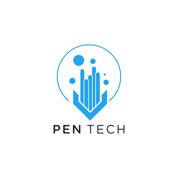 Pen tech logo with creative idea concept design