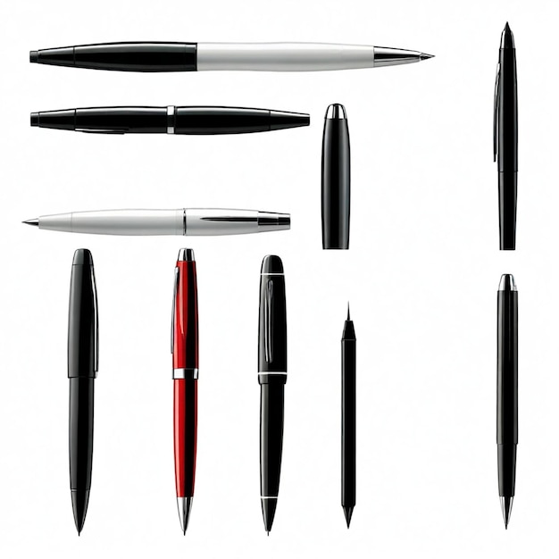 Vector pen vector set white background isolated a high quality