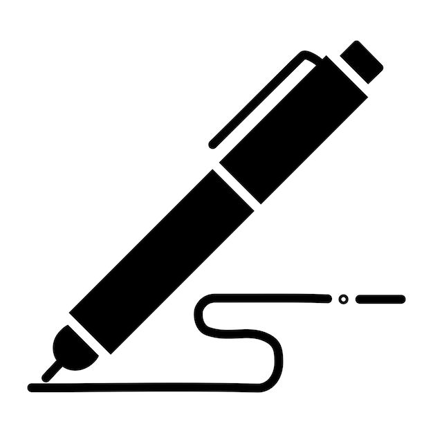 Pen write icon line and glyph versions signature pen outlines and filled vector signs linear and