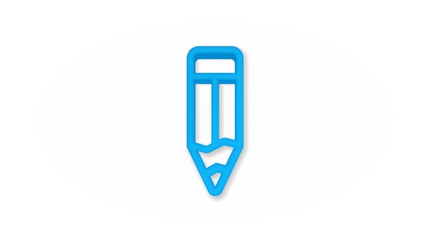 Pencil 3d line flat color icon Realistic vector illustration Pictogram isolated Top view