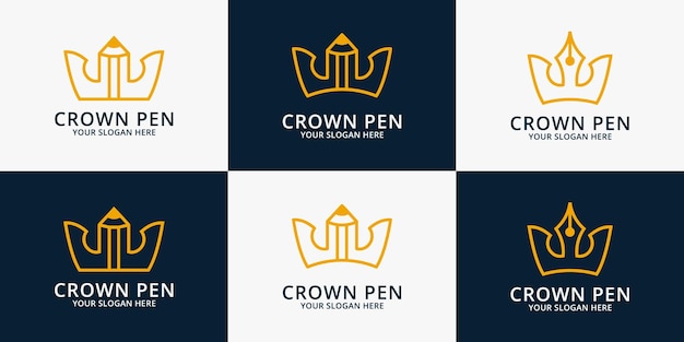 Pencil crown inspiration logo for educational symbol or smart writer