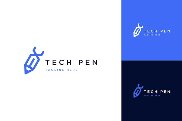 Pencil design logo with technology