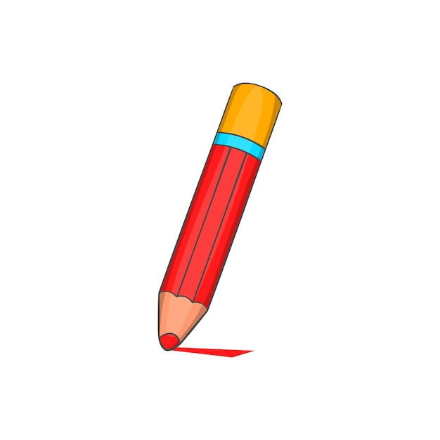 Pencil icon in cartoon style isolated on white background Drawing symbol