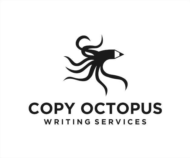 pencil octopus logo design vector illustration