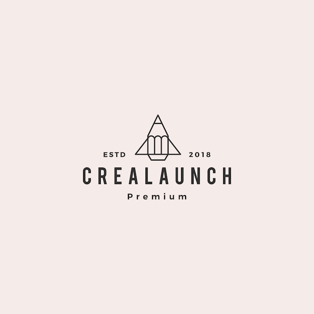 Pencil rocket launch logo vector illustration