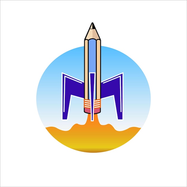 pencil rocket logo illustration