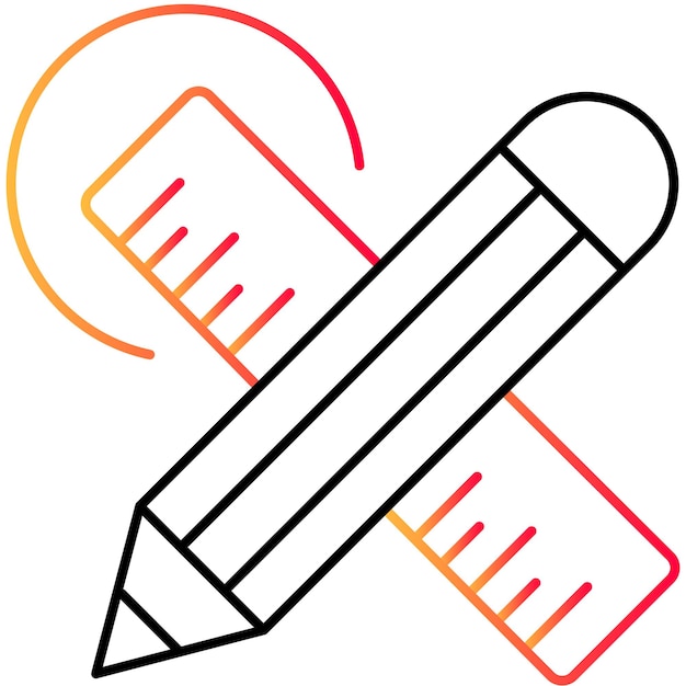 Pencil ruler tools outline icon vector isolated