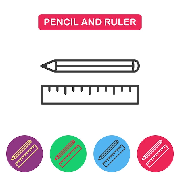 Pencil and Ruler vector icon